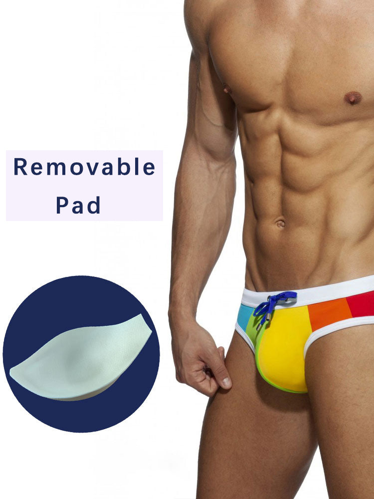 Mens Beachwear Bulge Pouch Paded Swim Briefs