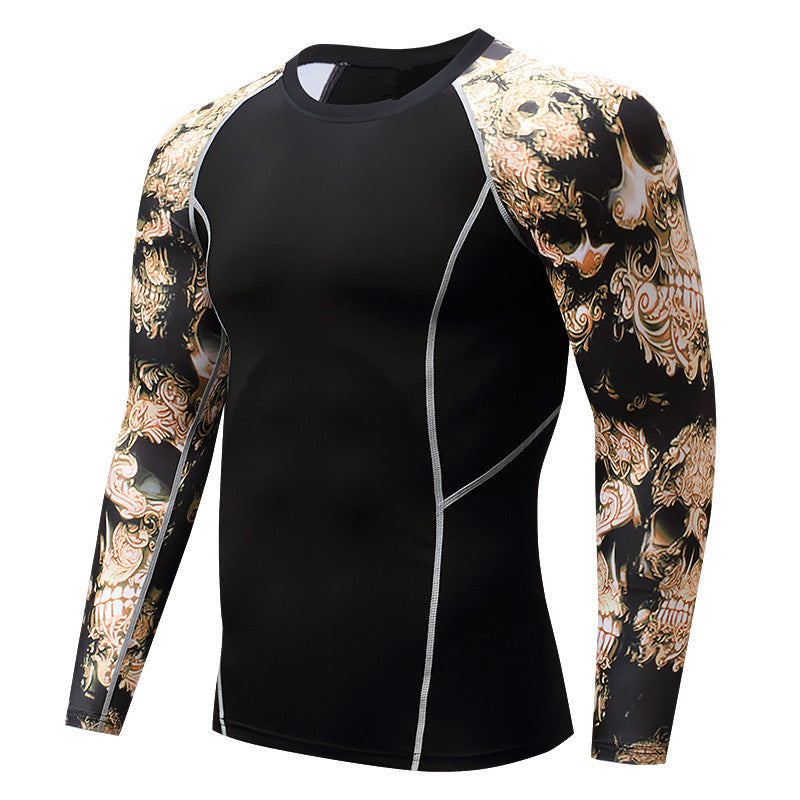 Mens Elastic Sport Training Quick Drying Printing Tops
