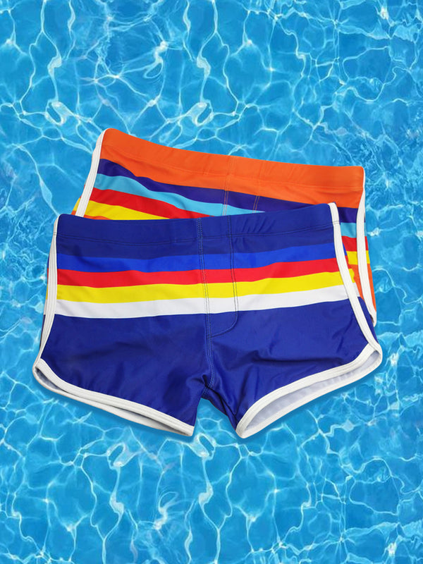 Men's Rainbow Striped Swimming Trunks