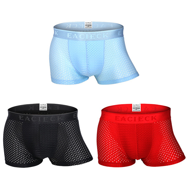 3Pcs Men's Mesh Thin Ice Silk Underwear