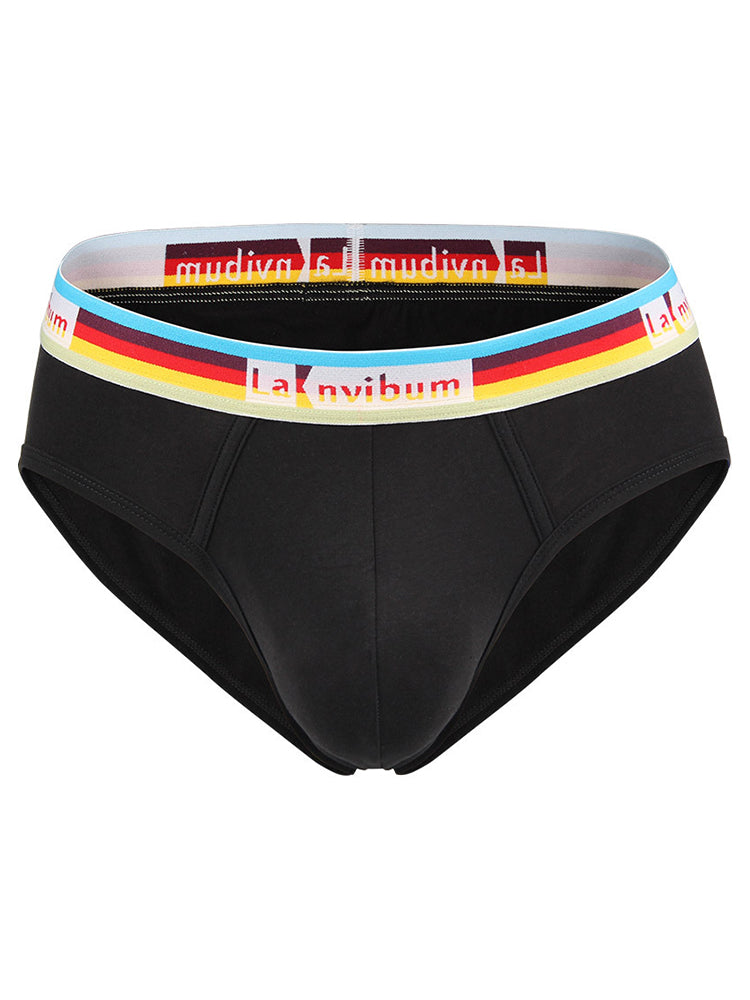 2 Pack Men's Rainbow Waistband Big Pouch Briefs