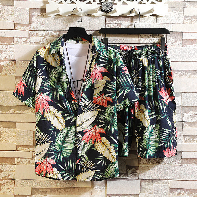 Men's Hawaii Casual Printed Summer Tropical Shirts Suits