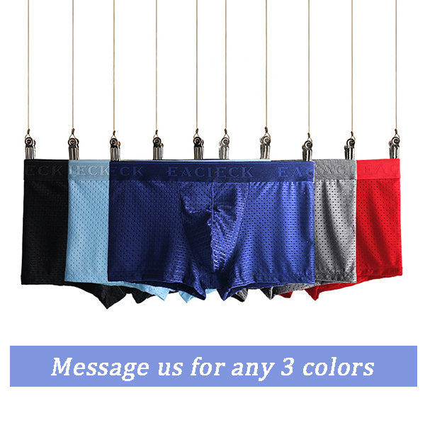 3Pcs Men's Mesh Thin Ice Silk Underwear