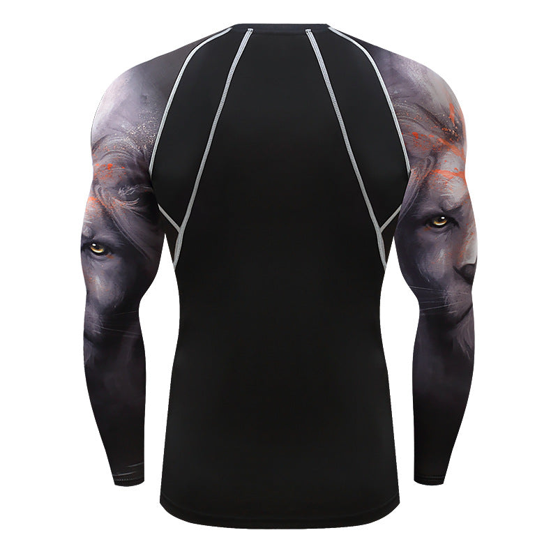 Mens Elastic Sport Training Quick Drying Printing Tops