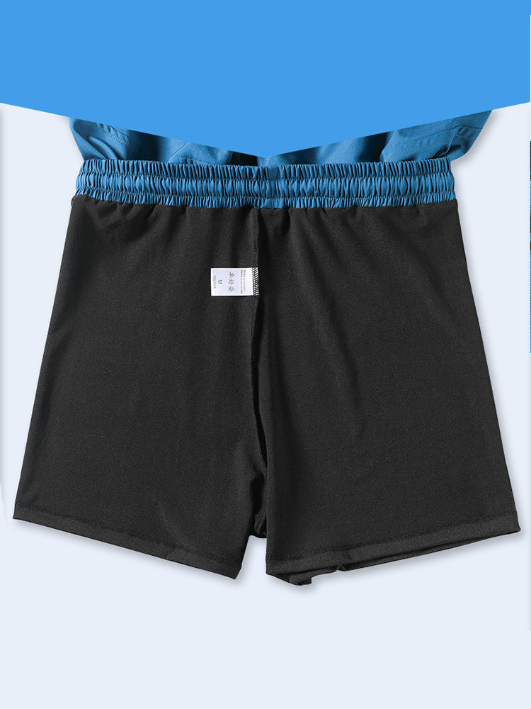 Men Breathable Liner Zipper Pocket Swim Trunks