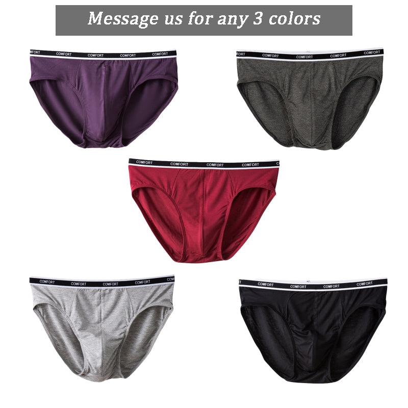 3 Pcs Modal Soft Breathable Solid Men's Briefs Set