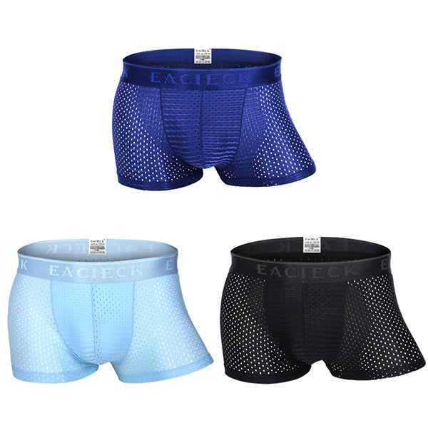 3Pcs Men's Mesh Thin Ice Silk Underwear