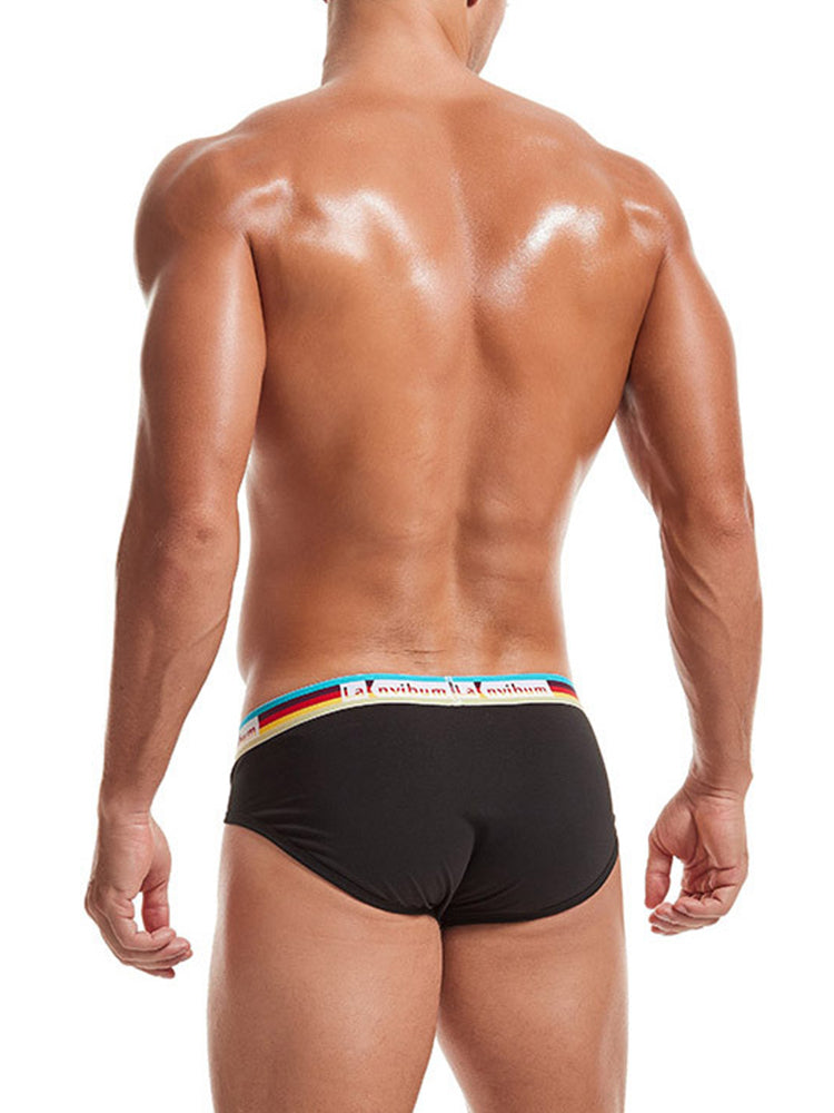 2 Pack Men's Rainbow Waistband Big Pouch Briefs