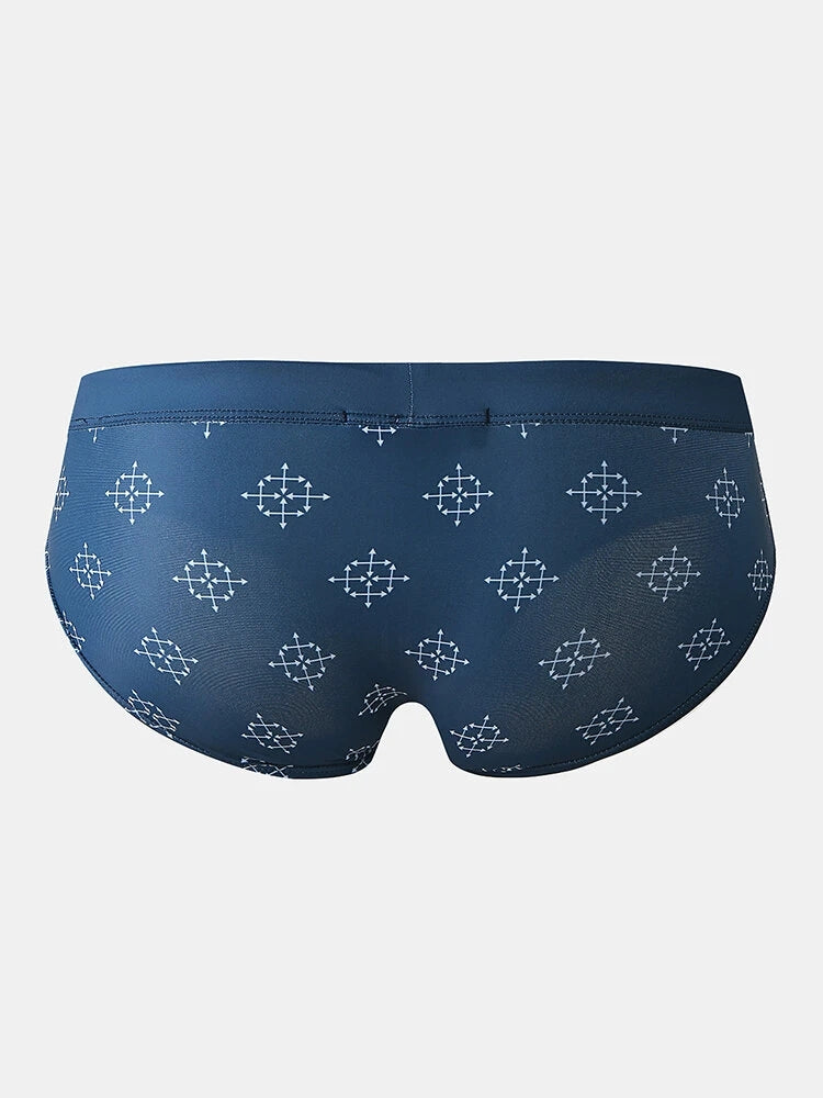 Men Geometry Drawstring Bikini Swim Briefs