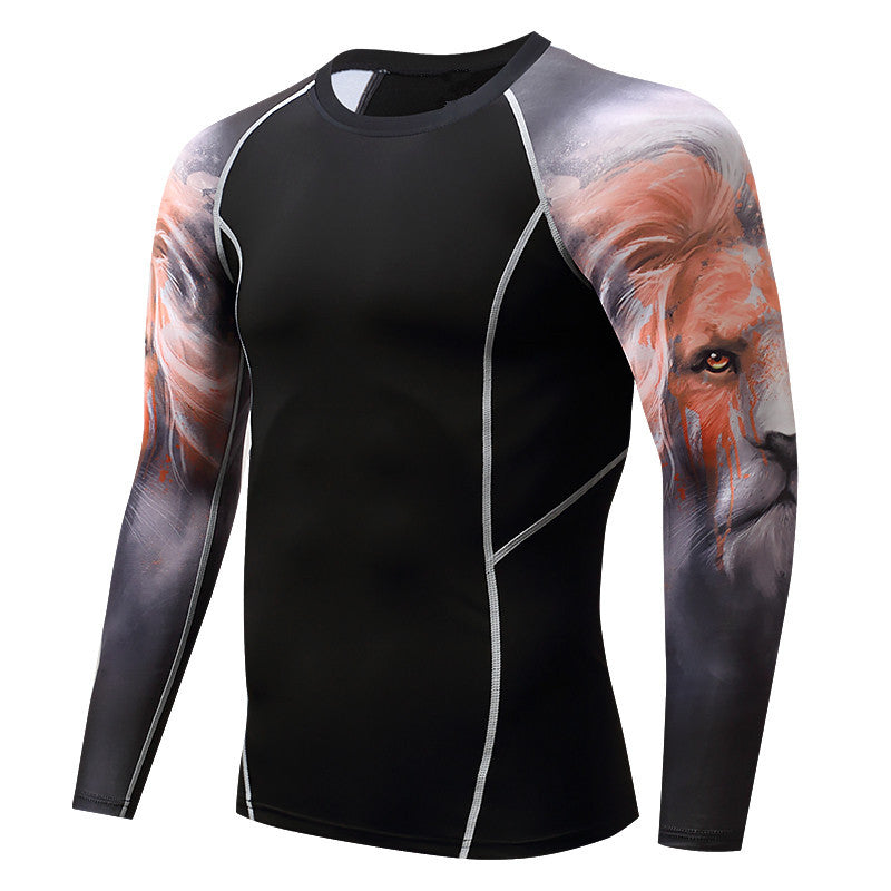 Mens Elastic Sport Training Quick Drying Printing Tops