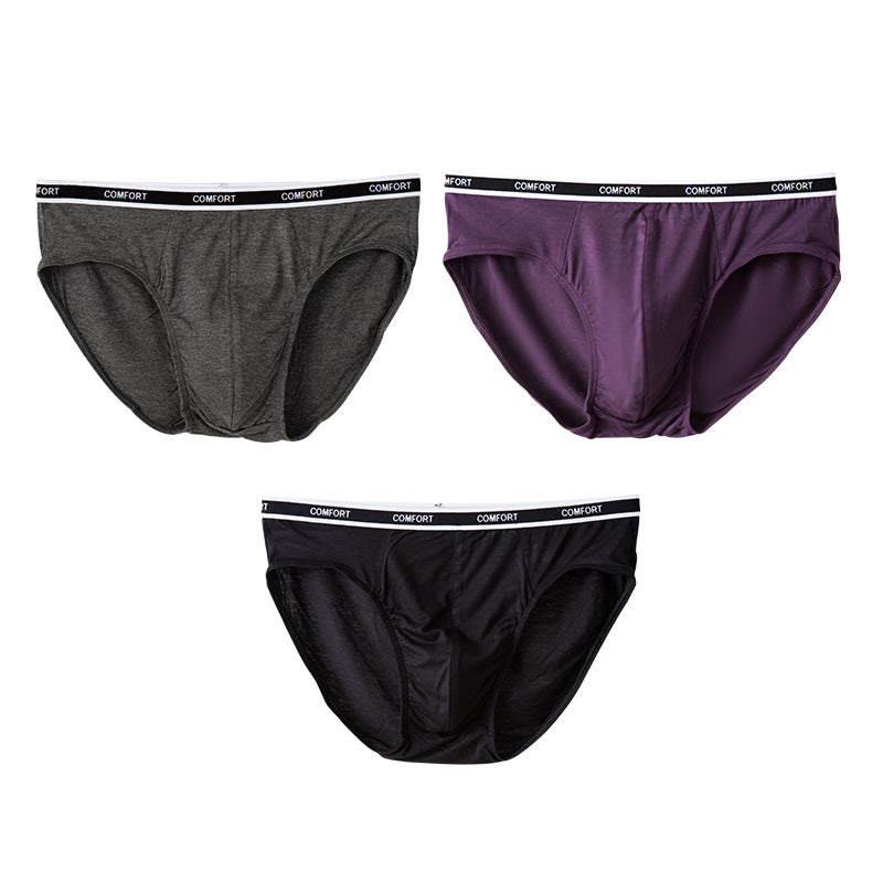 3 Pcs Modal Soft Breathable Solid Men's Briefs Set