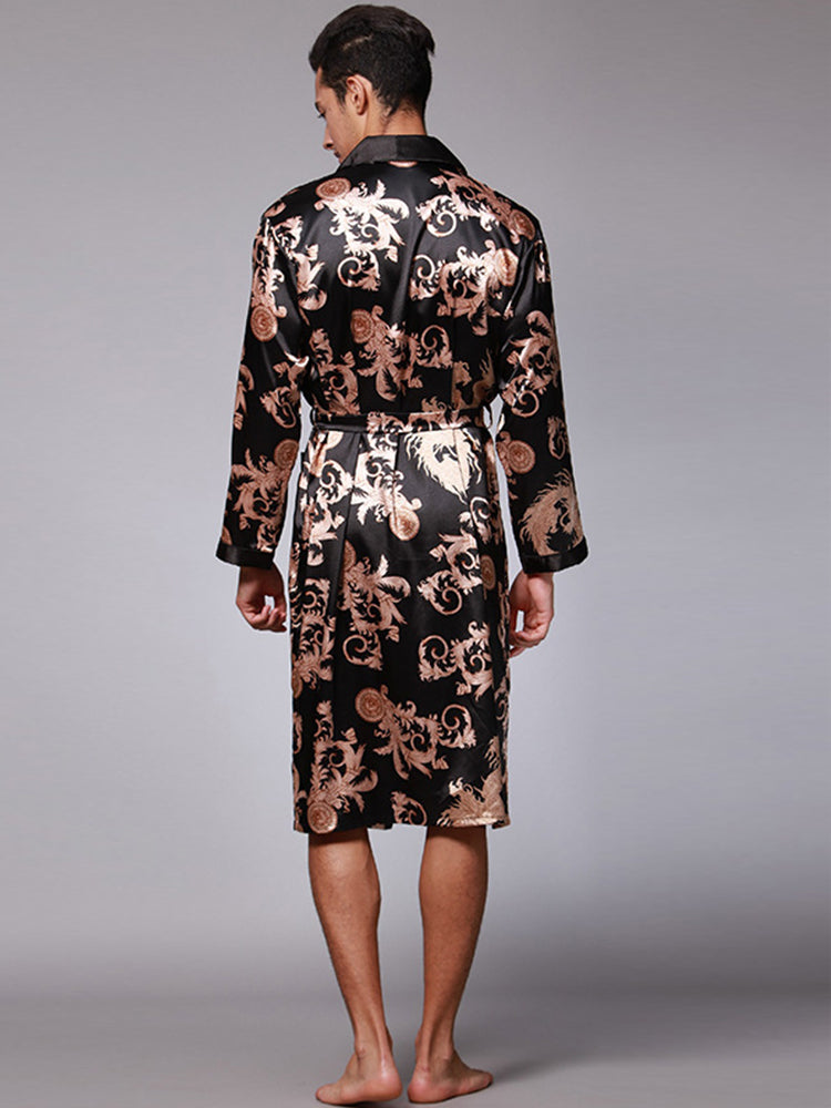 Men's Luxurious Satin Printed Robe