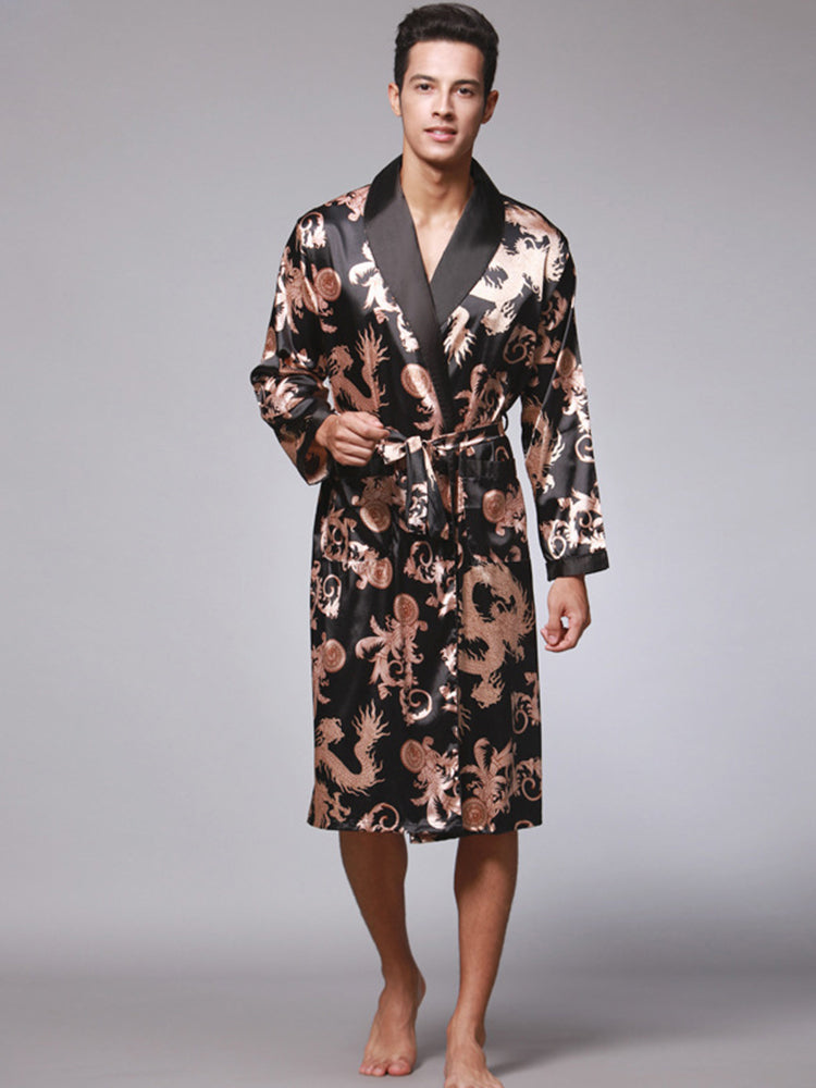 Men's Luxurious Satin Printed Robe
