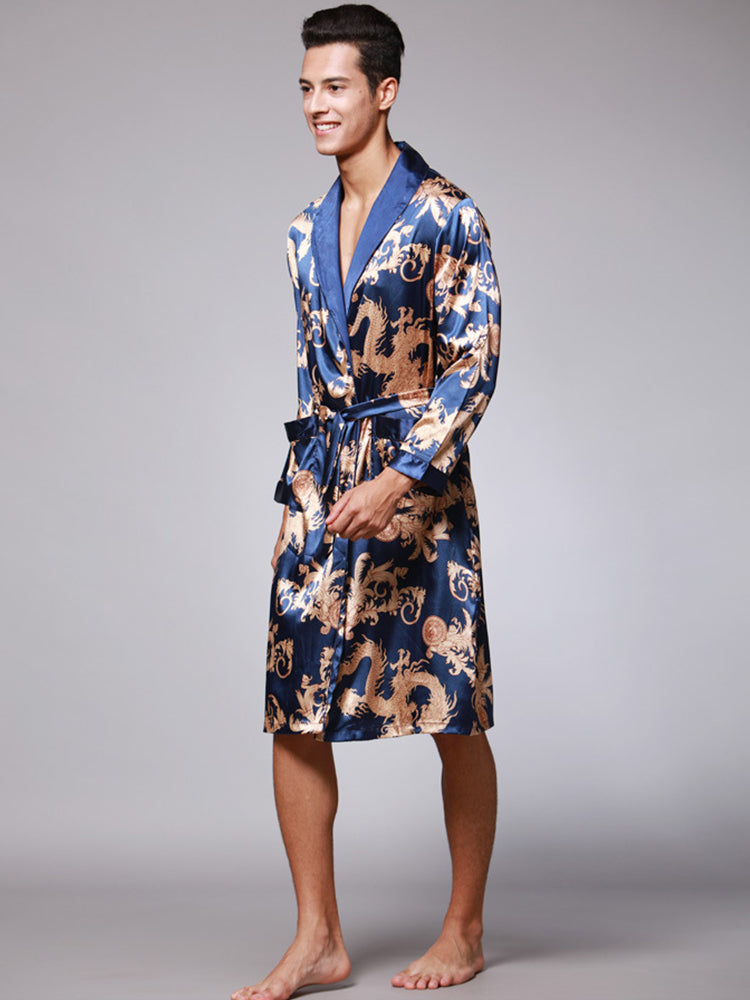 Men's Luxurious Satin Printed Robe