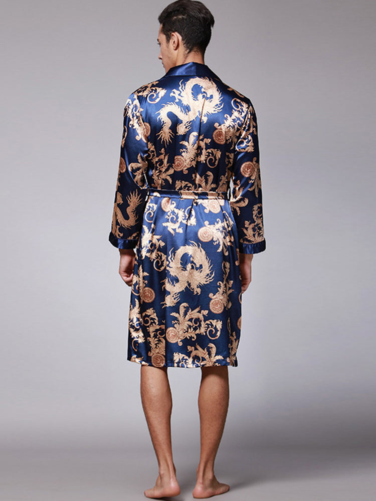 Men's Luxurious Satin Printed Robe