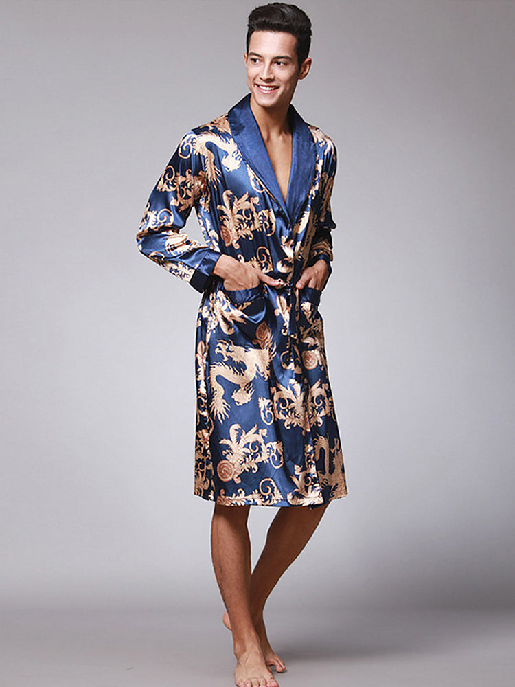Men's Luxurious Satin Printed Robe