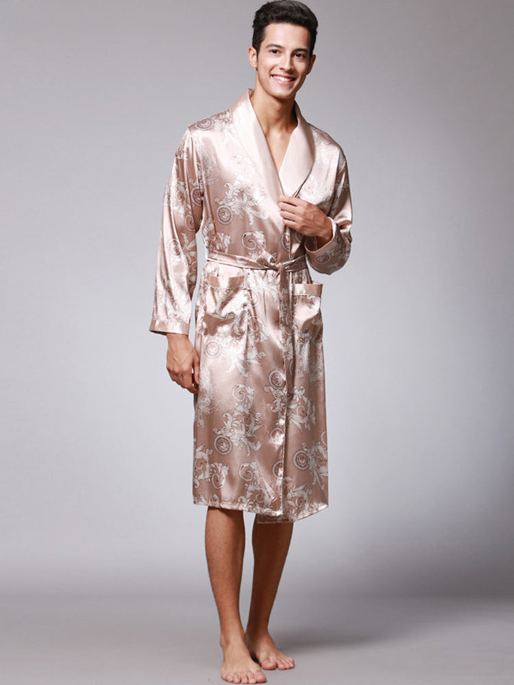 Men's Luxurious Satin Printed Robe