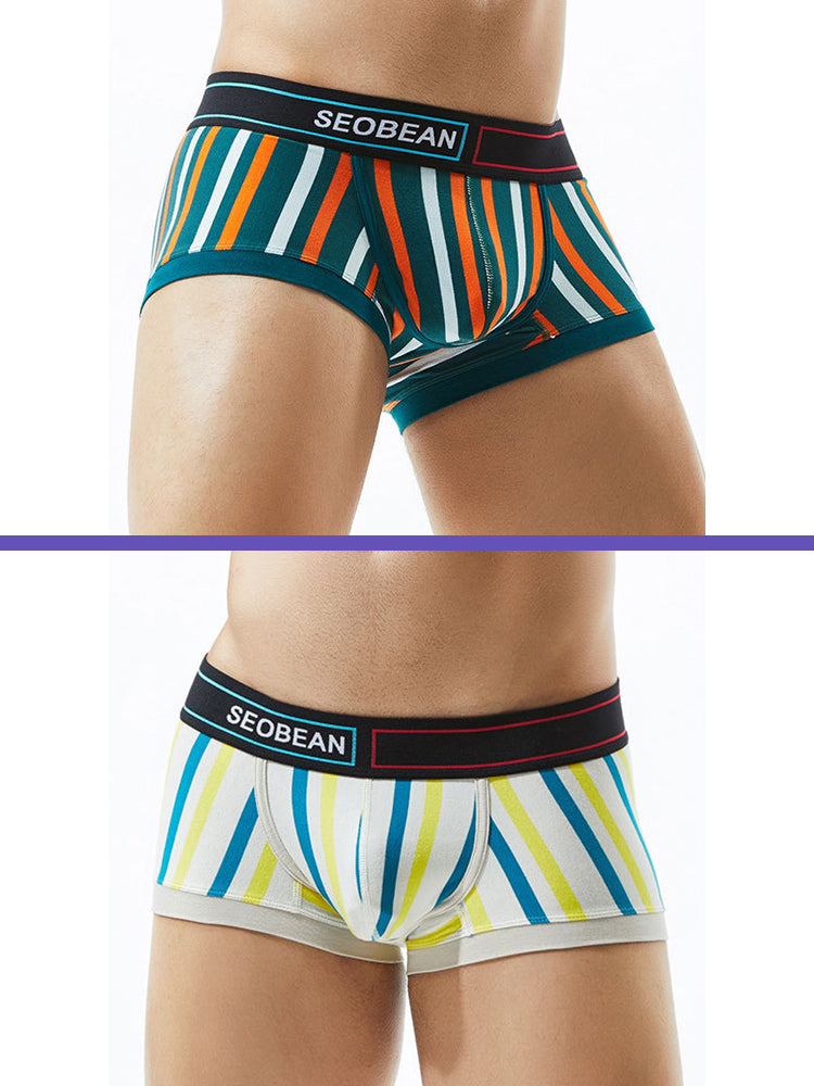 2 Pack Colorful Striped U Convex Pouch Underwear