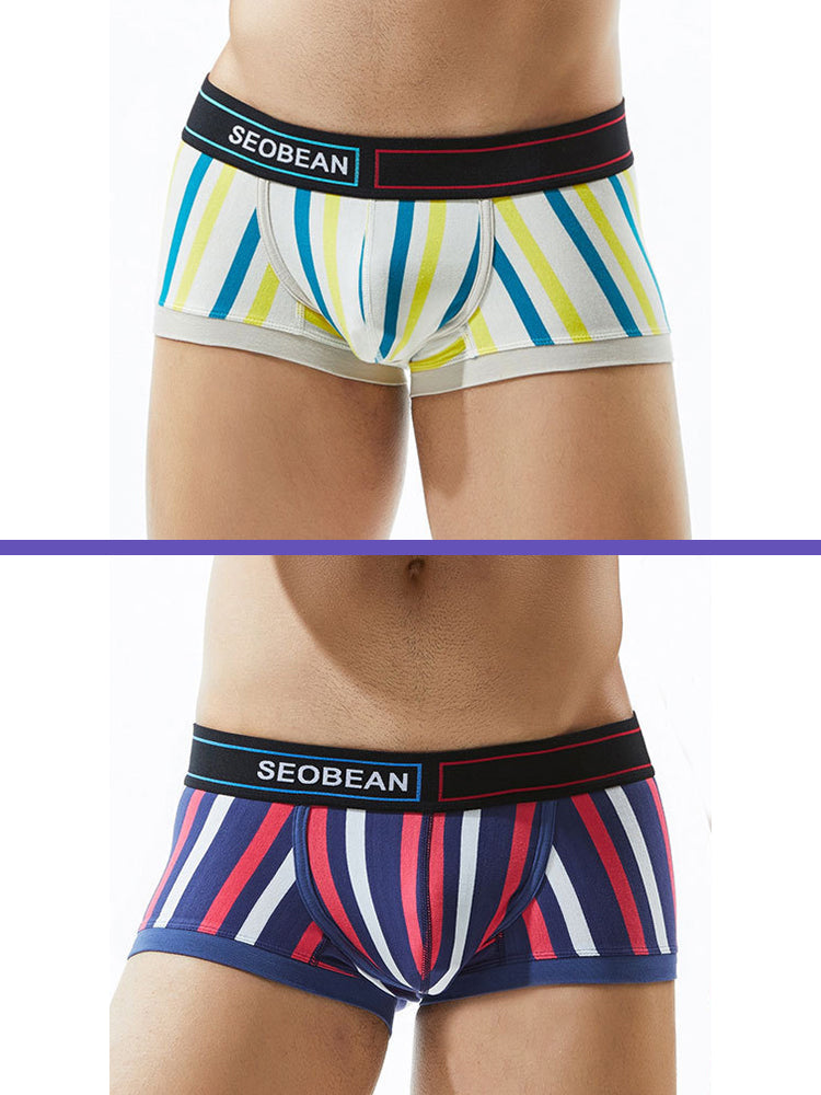 2 Pack Colorful Striped U Convex Pouch Underwear