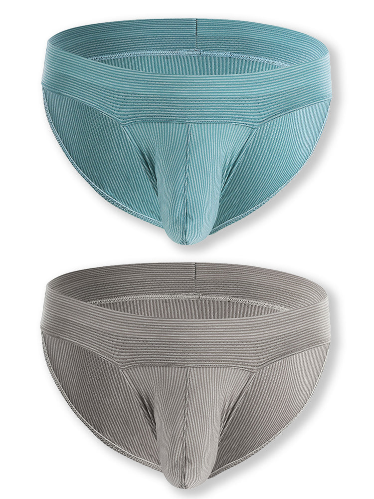 2 Pack Ball Support Pouch Ribbed Men's Bikini Underwear