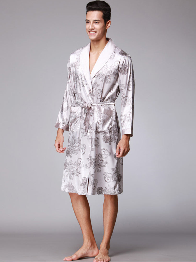 Men's Luxurious Satin Printed Robe