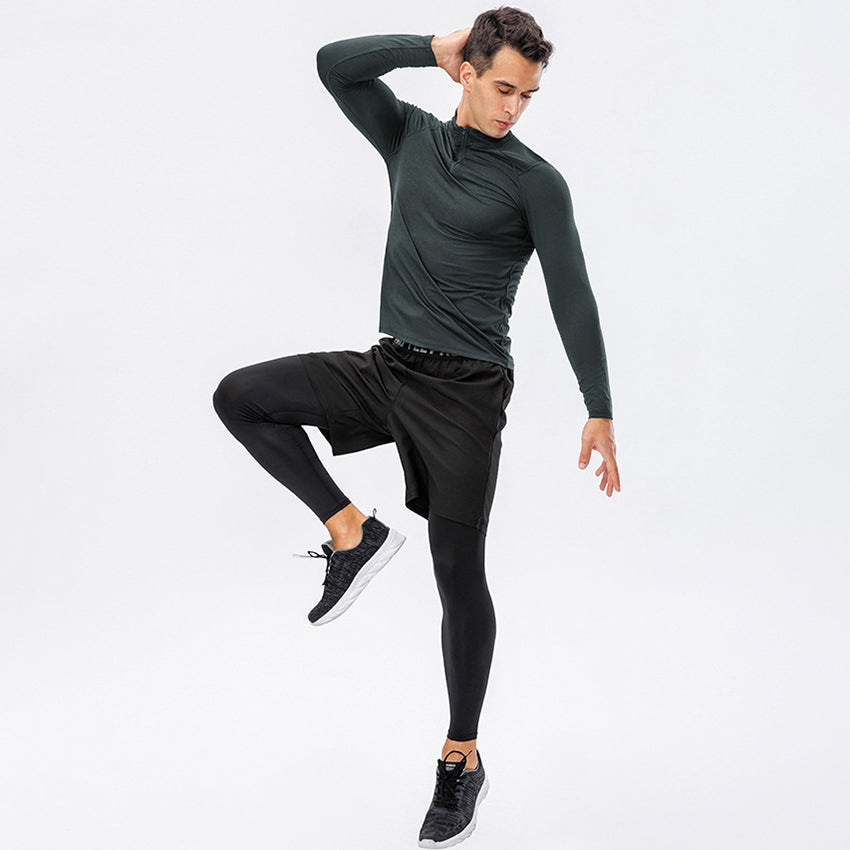 Men's Active Slim-fit Quarter Zip Long Sleeve Outdoor Athletic Performance Pullover