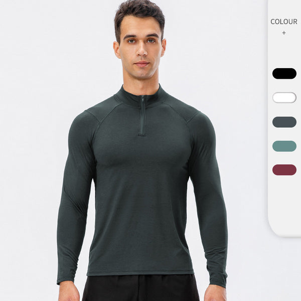 Men's Active Slim-fit Quarter Zip Long Sleeve Outdoor Athletic Performance Pullover