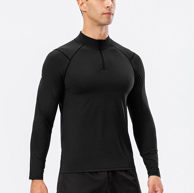 Men's Active Slim-fit Quarter Zip Long Sleeve Outdoor Athletic Performance Pullover