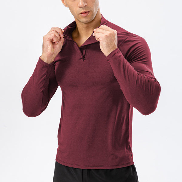 Men's Active Slim-fit Quarter Zip Long Sleeve Outdoor Athletic Performance Pullover