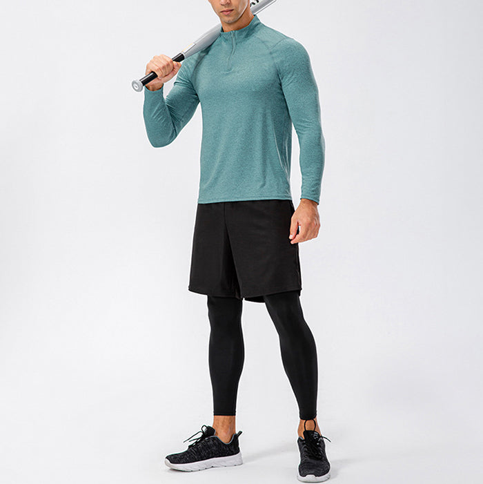 Men's Active Slim-fit Quarter Zip Long Sleeve Outdoor Athletic Performance Pullover