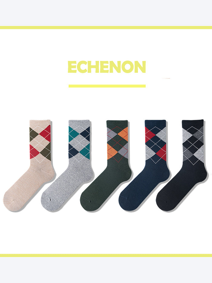 5 Pack Men's Textured Retro Calf Sock