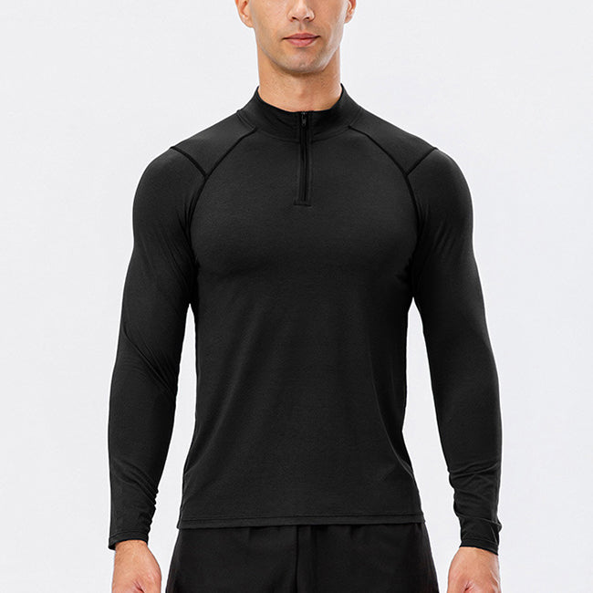 Men's Active Slim-fit Quarter Zip Long Sleeve Outdoor Athletic Performance Pullover