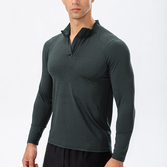 Men's Active Slim-fit Quarter Zip Long Sleeve Outdoor Athletic Performance Pullover
