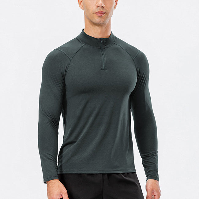 Men's Active Slim-fit Quarter Zip Long Sleeve Outdoor Athletic Performance Pullover