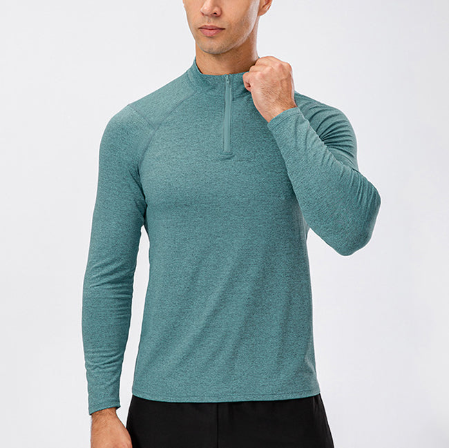 Men's Active Slim-fit Quarter Zip Long Sleeve Outdoor Athletic Performance Pullover