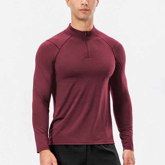 Men's Active Slim-fit Quarter Zip Long Sleeve Outdoor Athletic Performance Pullover