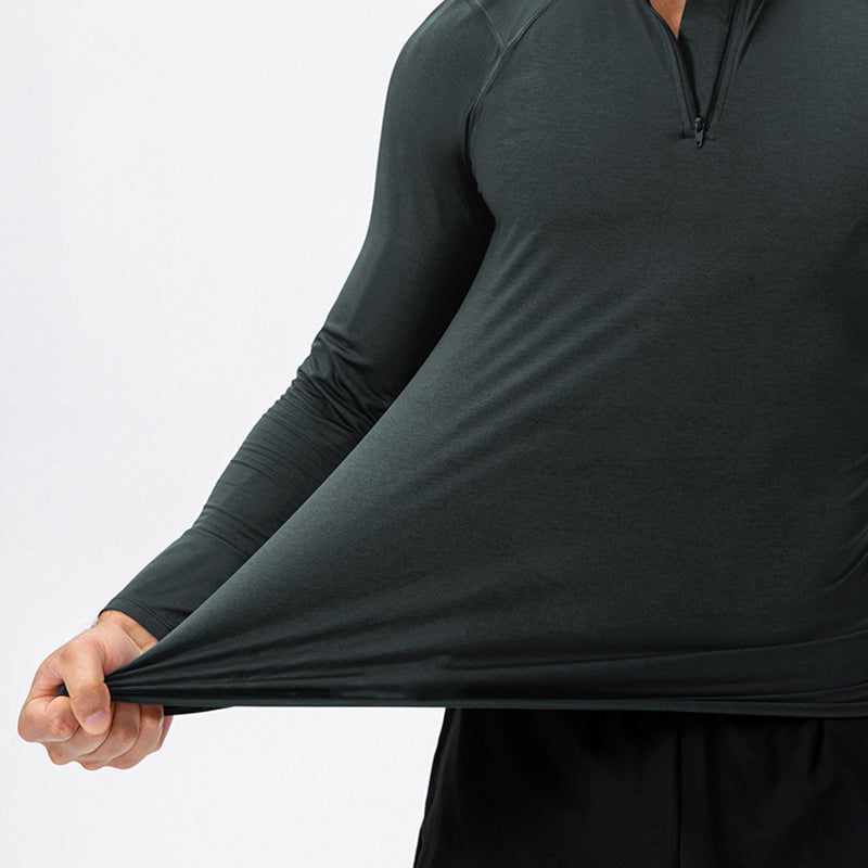Men's Active Slim-fit Quarter Zip Long Sleeve Outdoor Athletic Performance Pullover
