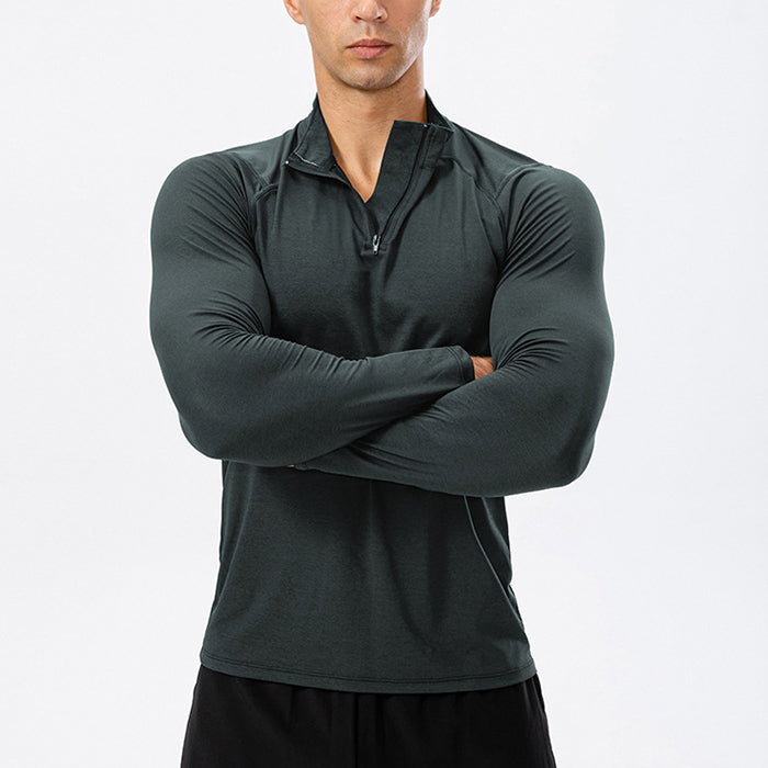 Men's Active Slim-fit Quarter Zip Long Sleeve Outdoor Athletic Performance Pullover