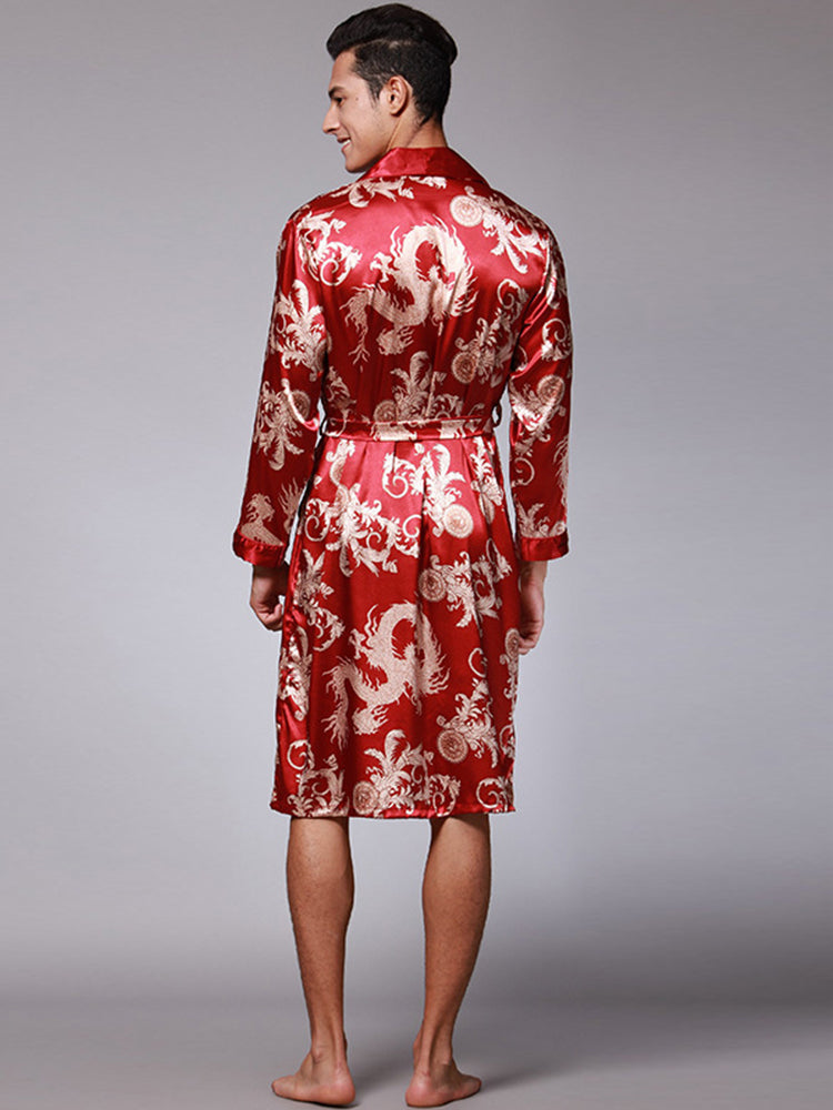 Men's Luxurious Satin Printed Robe