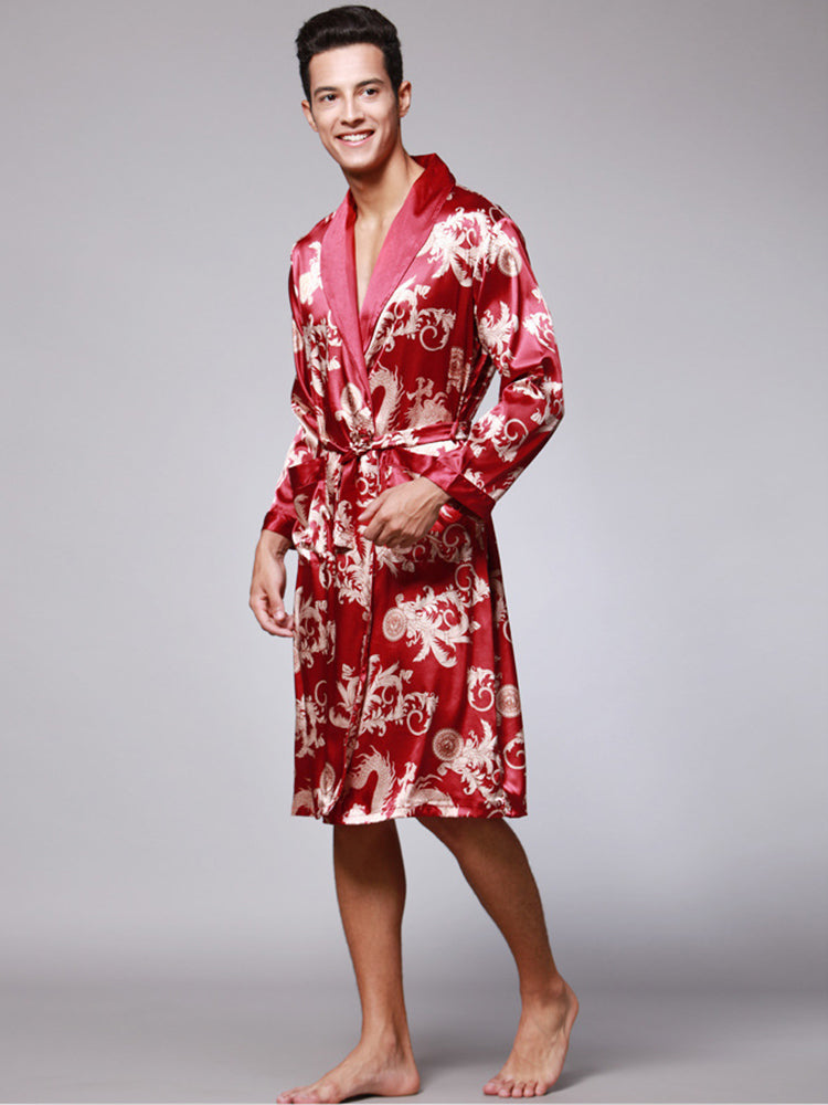 Men's Luxurious Satin Printed Robe