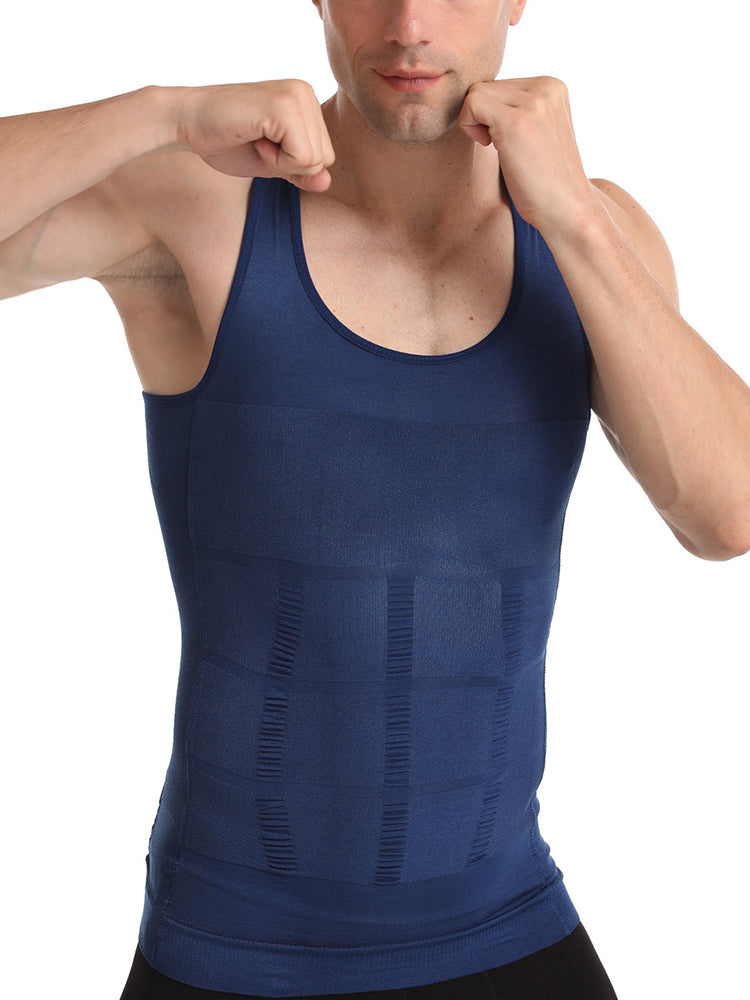 Mens Waist Body Shaper Vest T-Shirt Tank Tops