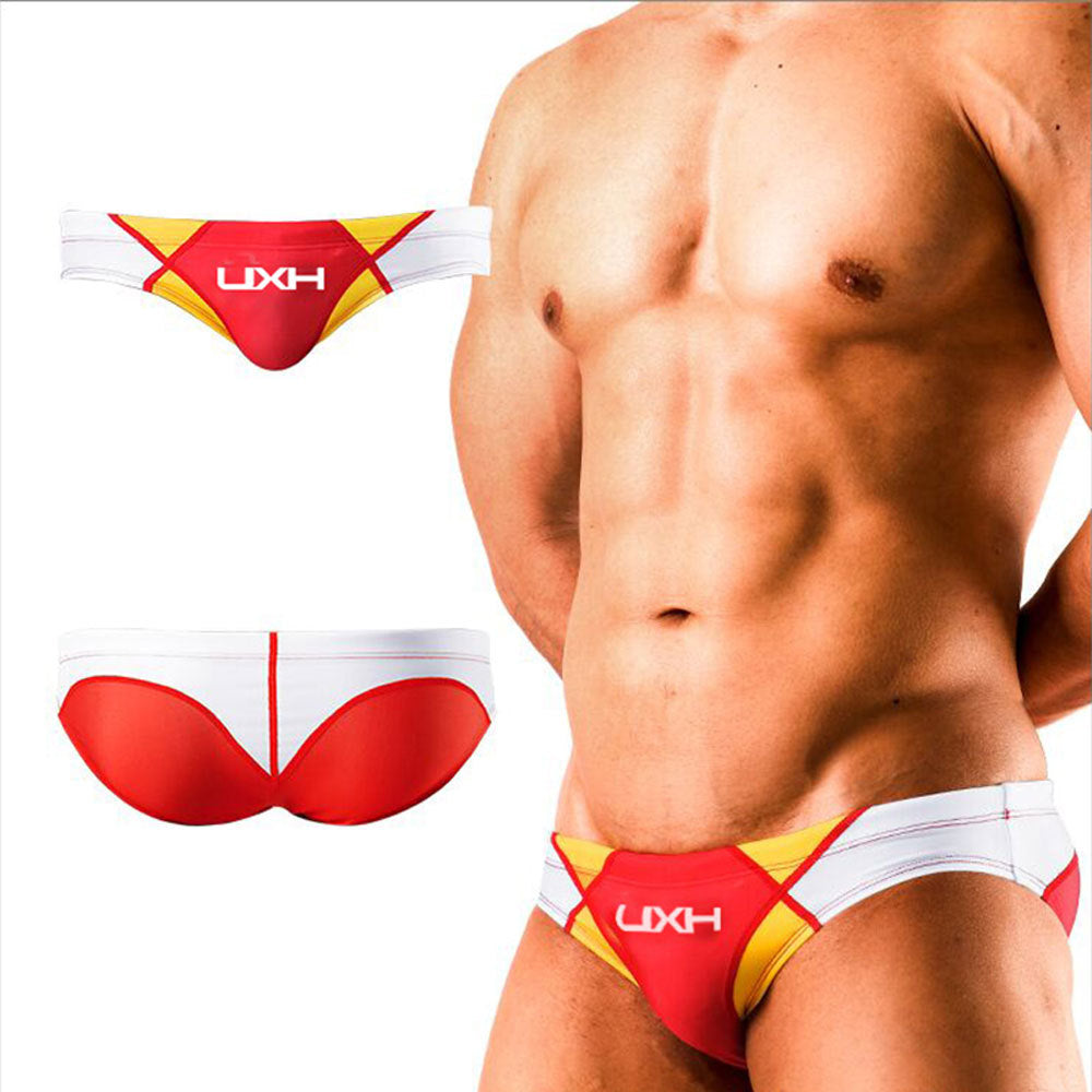 Men's Contrast Color Retro Mesh Bikini Briefs
