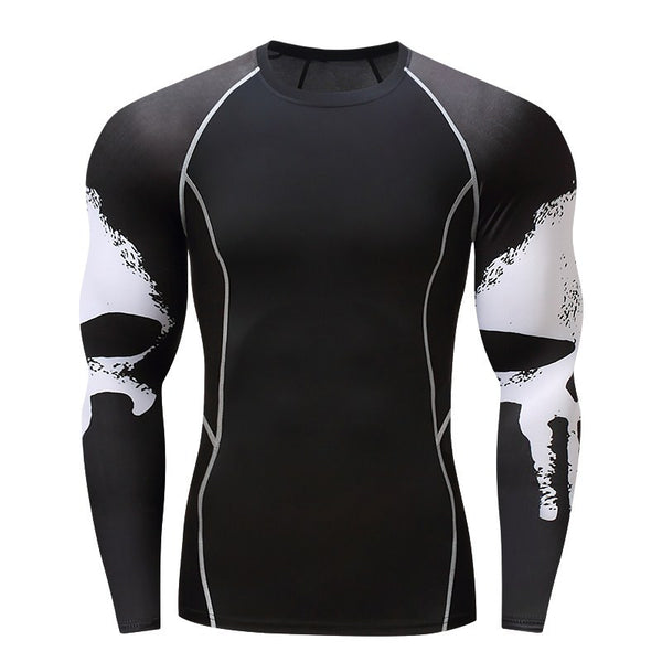 Mens Elastic Sport Training Quick Drying Printing Tops