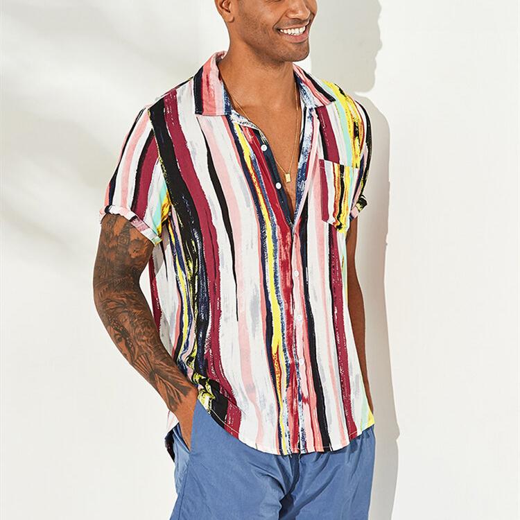 Mens Casual Chest Pocket Loose Short Sleeve Shirts