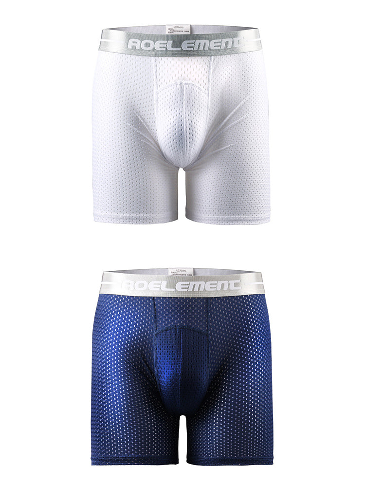 2 Pack Mesh Ice Silk Moisture Wicking Sport Boxer Underwear