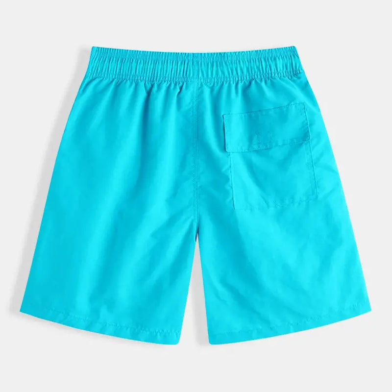 Men Shinny Plain Waterproof Swim Trunks
