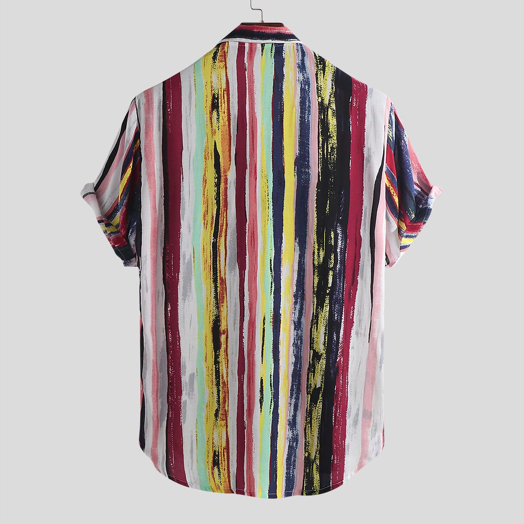 Mens Casual Chest Pocket Loose Short Sleeve Shirts