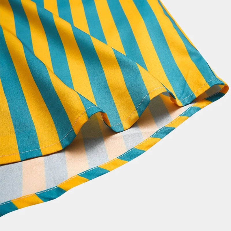Men Plant & Leaf Striped Patchwork Holiday Shirt