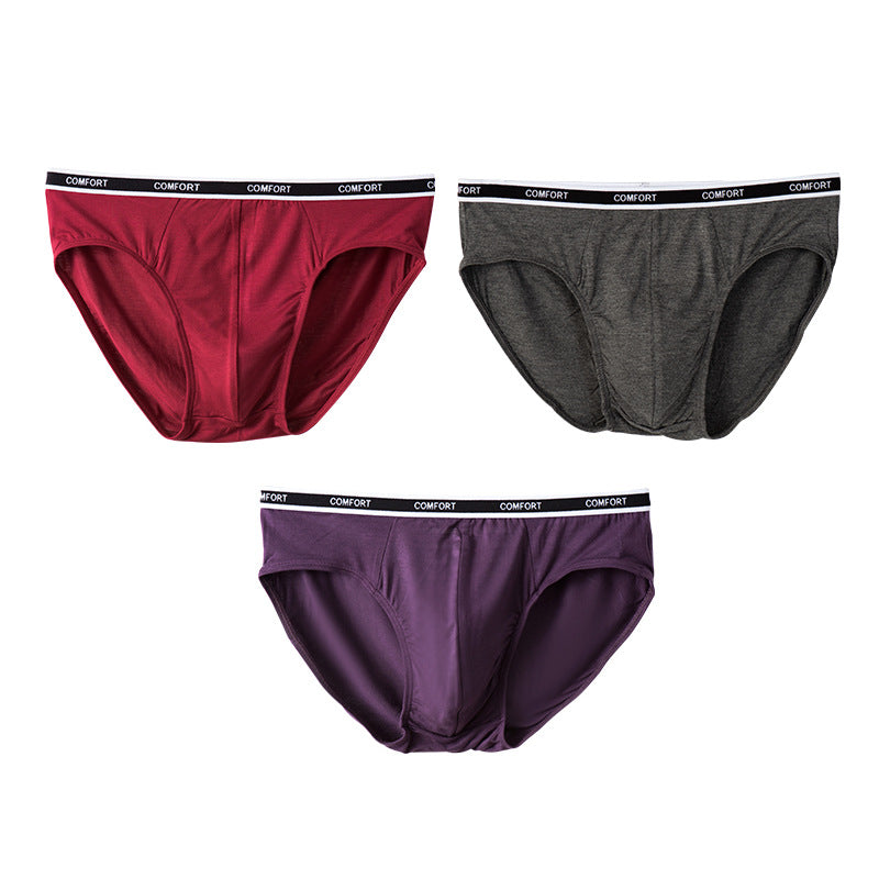 3 Pcs Modal Soft Breathable Solid Men's Briefs Set