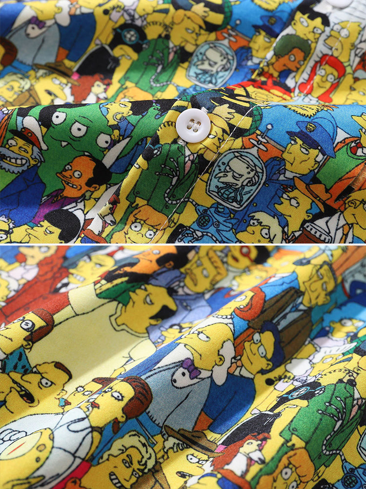 Mens Funny Cartoon Print Light Casual Shirts